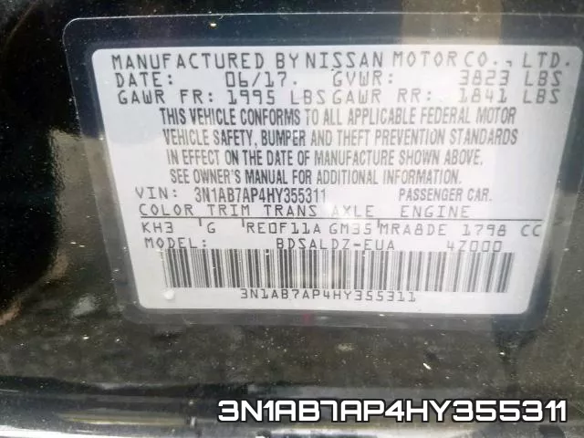 3N1AB7AP4HY355311 фото 2
