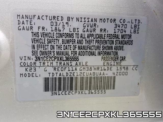 3N1CE2CPXKL365555 фото 2