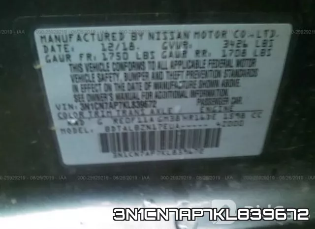 3N1CN7AP7KL839672 фото 10