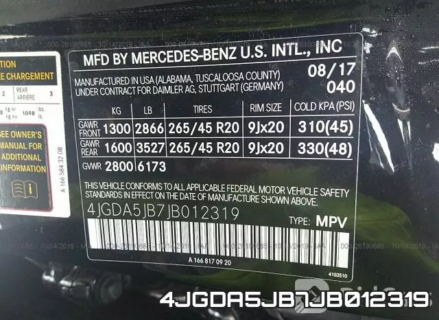 4JGDA5JB7JB012319 фото 10