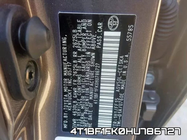 4T1BF1FK0HU786727 фото 2