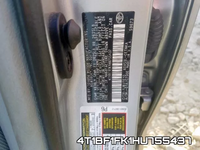 4T1BF1FK1HU755437 фото 2