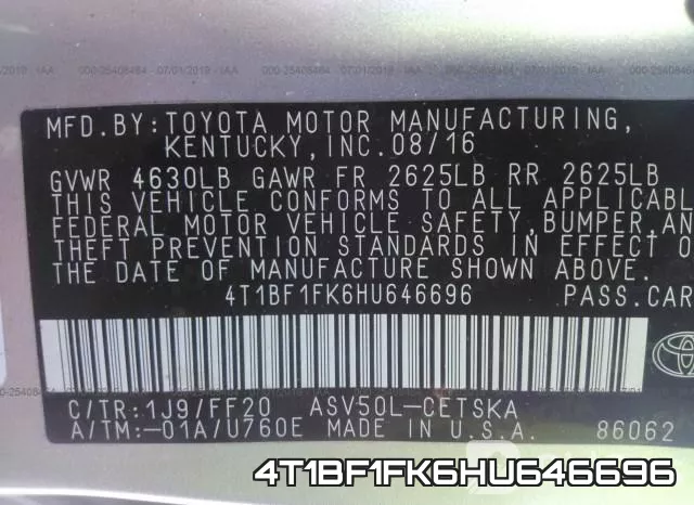 4T1BF1FK6HU646696 фото 10