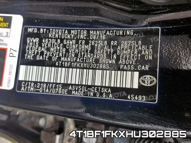 4T1BF1FKXHU302885 фото 2