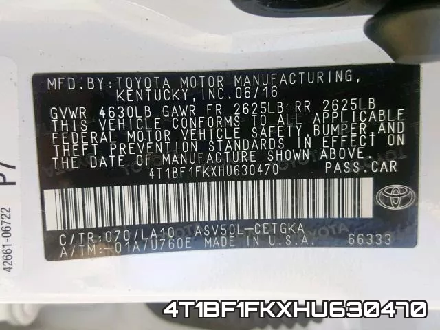 4T1BF1FKXHU630470 фото 2