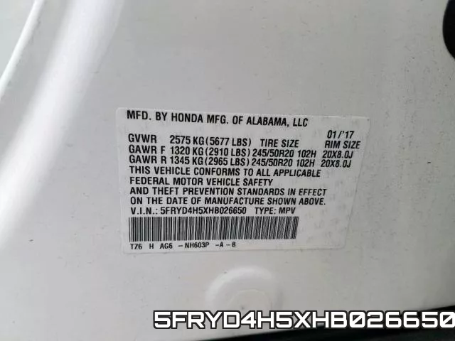 5FRYD4H5XHB026650 фото 2