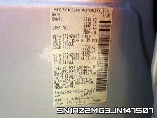 5N1AZ2MG3JN147507 фото 2