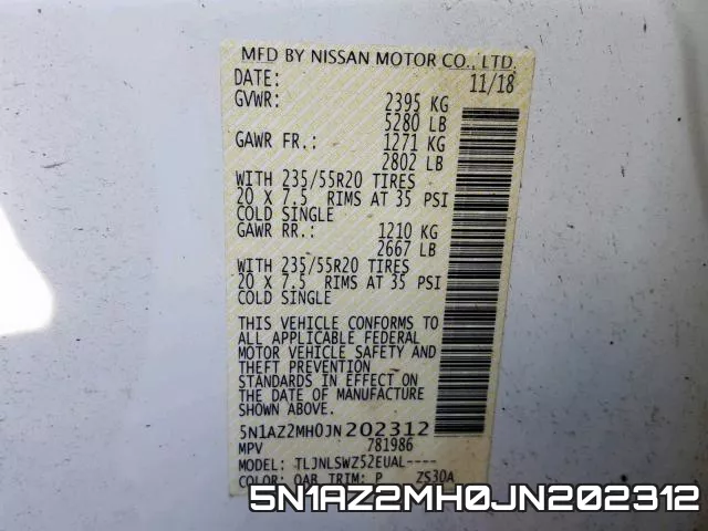 5N1AZ2MH0JN202312 фото 2