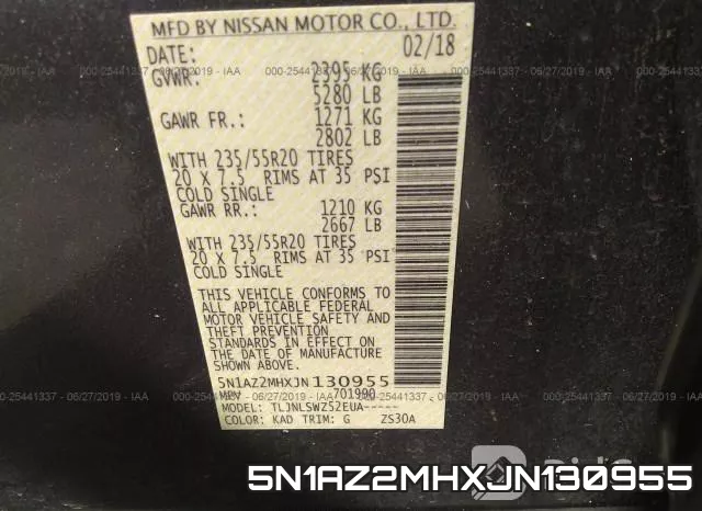 5N1AZ2MHXJN130955 фото 10