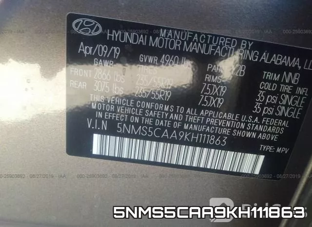 5NMS5CAA9KH111863 фото 10