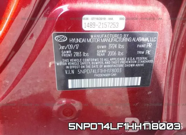 5NPD74LF1HH178003 фото 10
