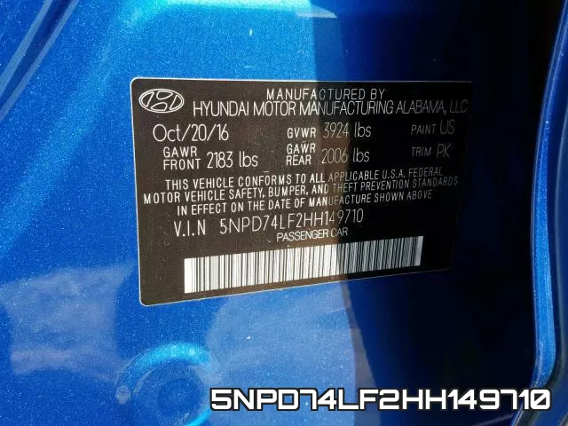 5NPD74LF2HH149710 фото 2