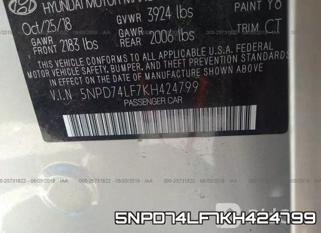5NPD74LF7KH424799 фото 10