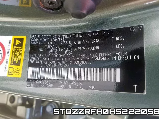5TDZZRFH0HS222058 фото 2