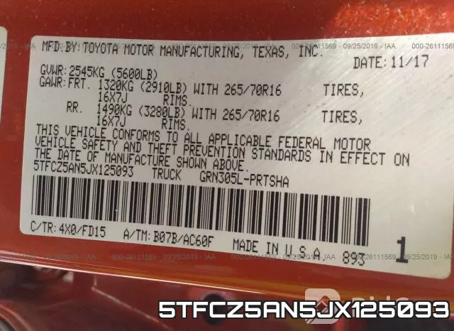 5TFCZ5AN5JX125093 фото 10
