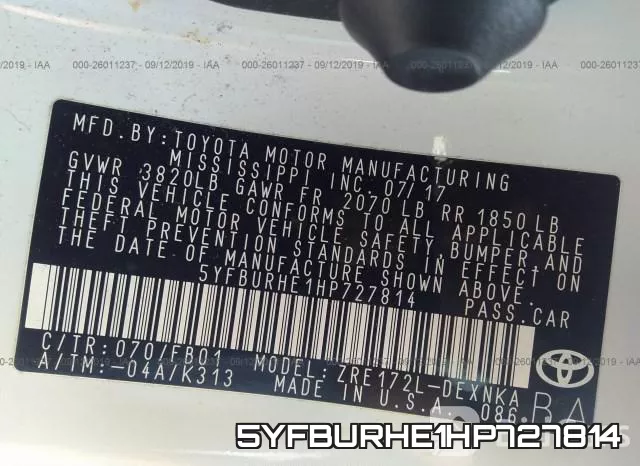 5YFBURHE1HP727814 фото 10
