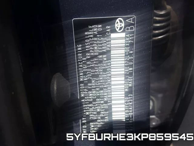5YFBURHE3KP859545 фото 2