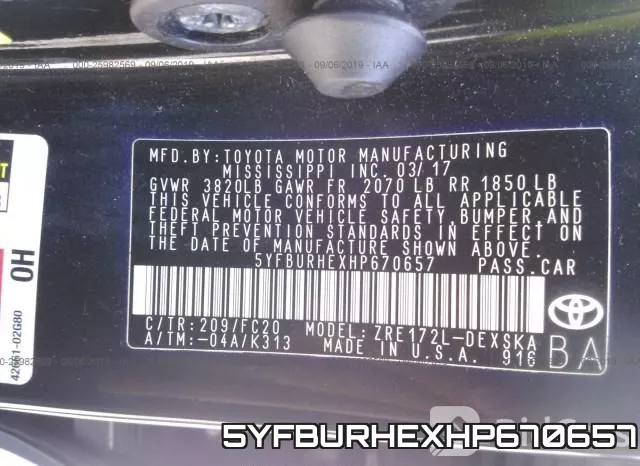 5YFBURHEXHP670657 фото 10