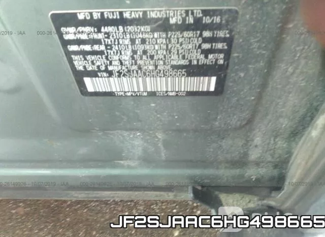 JF2SJAAC6HG498665 фото 10