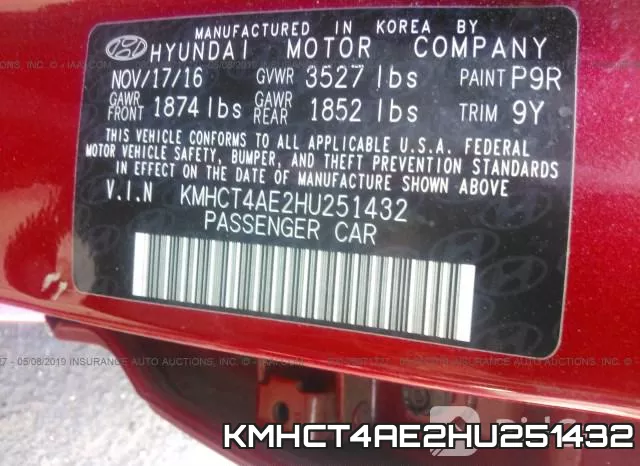 KMHCT4AE2HU251432 фото 10