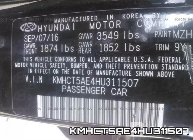 KMHCT5AE4HU311507 фото 10