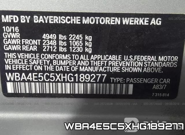 WBA4E5C5XHG189277 фото 10