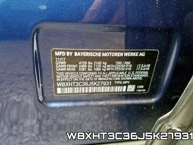 WBXHT3C36J5K27931 фото 2