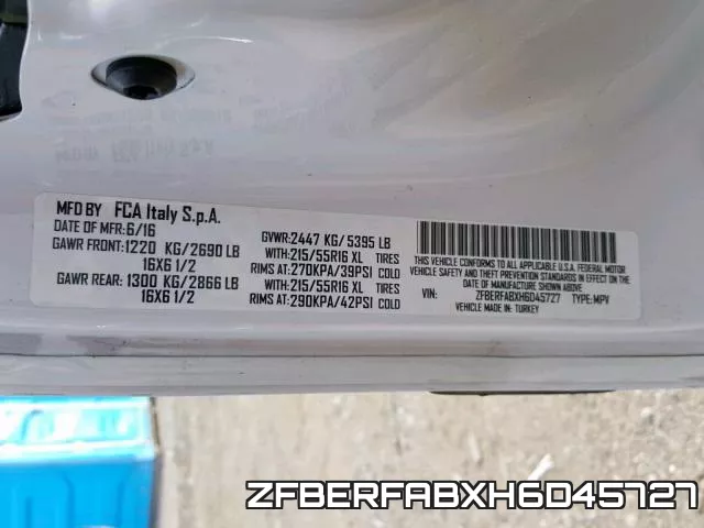 ZFBERFABXH6D45727 фото 2