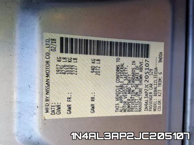 1N4AL3AP2JC205107 фото 2