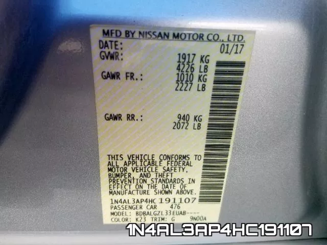 1N4AL3AP4HC191107 фото 2