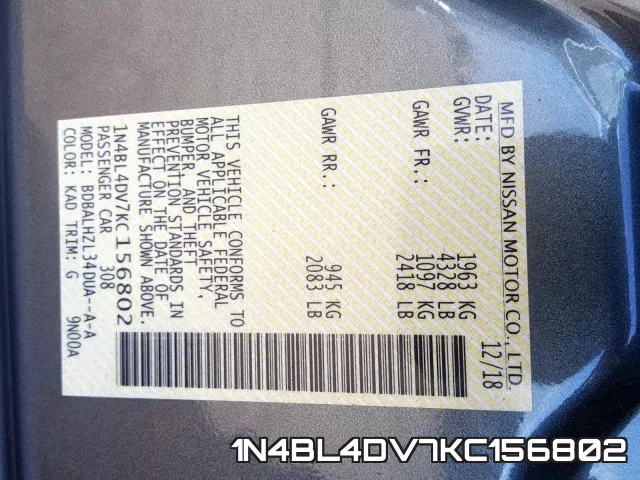 1N4BL4DV7KC156802 фото 2