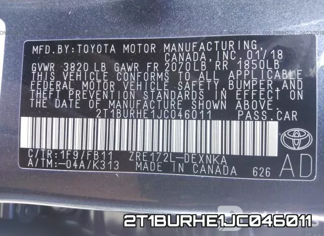 2T1BURHE1JC046011 фото 10