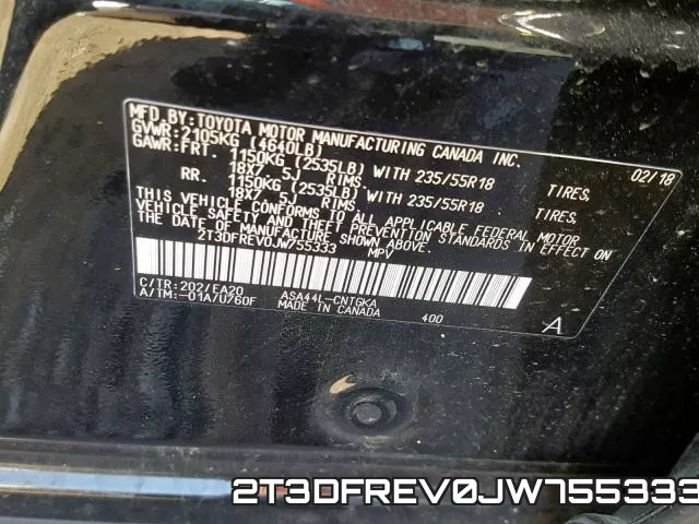 2T3DFREV0JW755333 фото 2