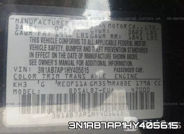 3N1AB7AP1HY405615 фото 10