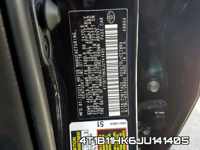 4T1B11HK6JU141405 фото 2