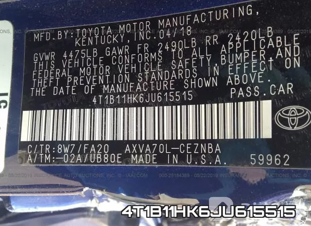 4T1B11HK6JU615515 фото 10