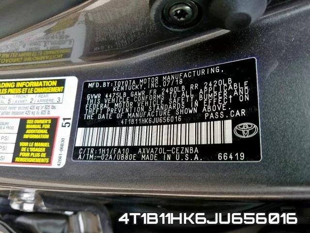 4T1B11HK6JU656016 фото 2