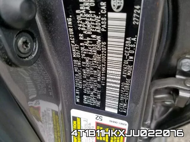4T1B11HKXJU022076 фото 2