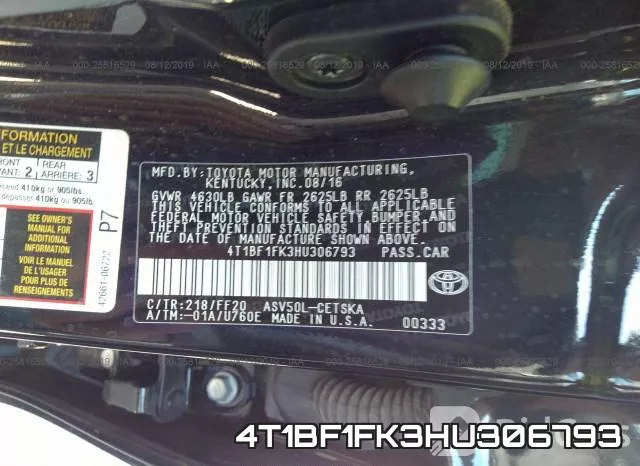 4T1BF1FK3HU306793 фото 10