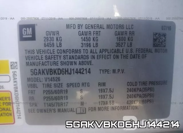 5GAKVBKD6HJ144214 фото 10