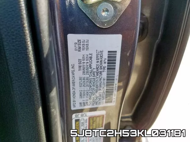 5J8TC2H53KL031181 фото 2