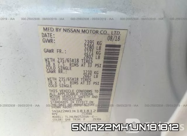 5N1AZ2MH1JN181812 фото 10