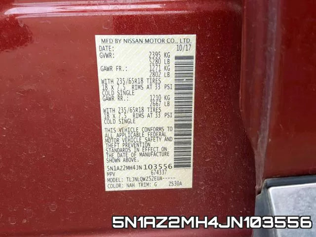 5N1AZ2MH4JN103556 фото 2