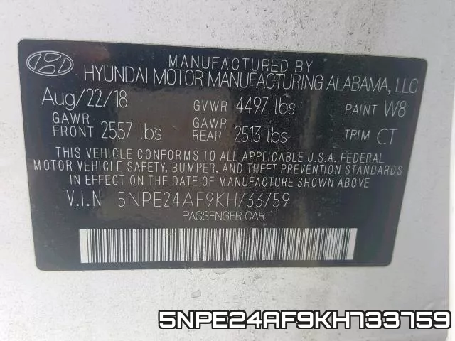 5NPE24AF9KH733759 фото 2