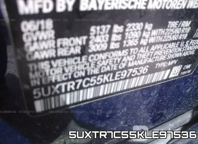 5UXTR7C55KLE97536 фото 10