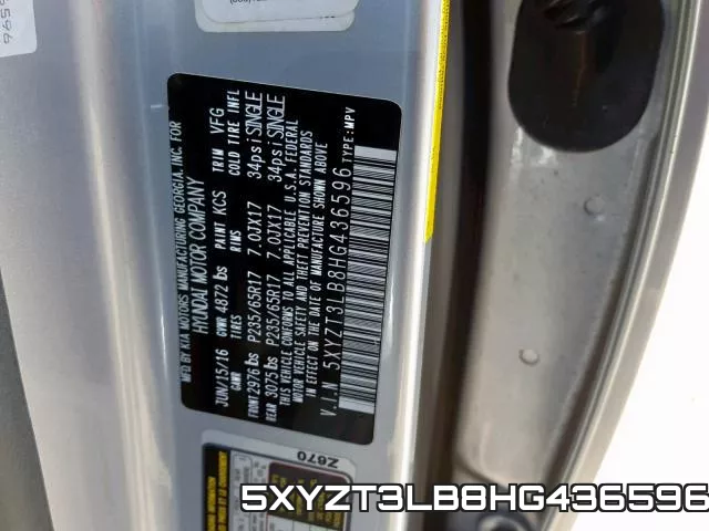 5XYZT3LB8HG436596 фото 2