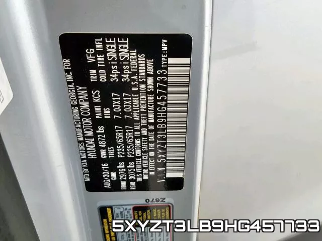 5XYZT3LB9HG457733 фото 2
