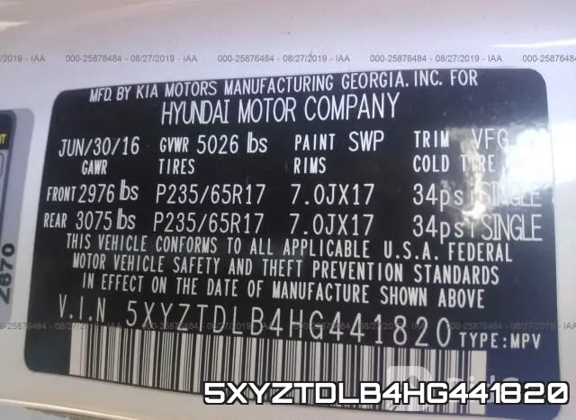 5XYZTDLB4HG441820 фото 10
