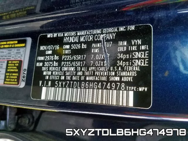 5XYZTDLB6HG474978 фото 2