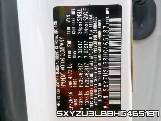 5XYZU3LB8HG465187 фото 2